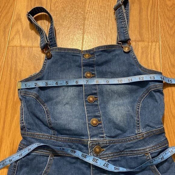 Basic Denim Wax Jeans Women’s Overall Denim Raw Hem Mini  Dress (Size Small) - Picture 5 of 10